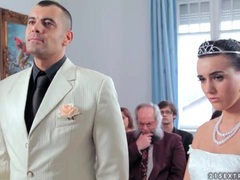 Cumshotti presents: Sexy bride licks his shoes and sucks his cock