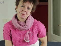 Cumshotti presents: Skinny mature grandma works her hairy pussy