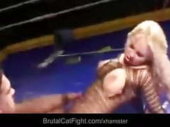 Cumshotti presents: Two cleaning ladies fight in the boxing ring and gets fucked