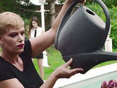 Cumshotti presents: Busty mother fucks young daughter outdoor