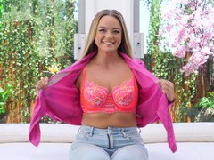 Cumshotti presents: Alexis jerks a dick with her big boobs before fucking on the sofa