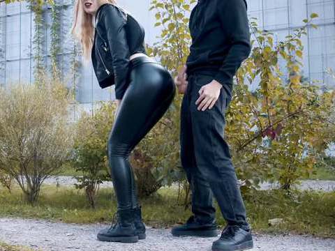 Cumshotti presents: He cums on my latex leggings in public! - clothedpleasures