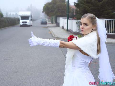 Cumshotti presents: Shock content sexy bride fucks random van driver on marriage day
