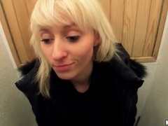 Cumshotti presents: Girl in public bathroom sucks a dick
