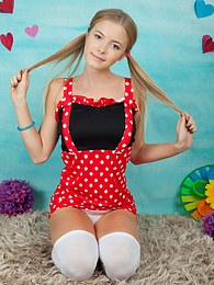 Cumshotti presents: This gorgeous naked teen cock gobbler has plenty of fun with revealing her sweet tits and her hot smile