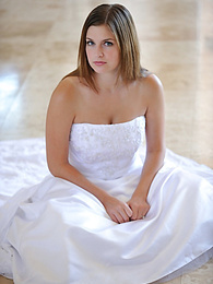 Cumshotti presents: Busty glamorous amateur Danielle models wedding gown indoors & by the pool