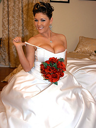 Cumshotti presents: Horny bride Claire Dames enjoys licking her big tits and fingering her pussy