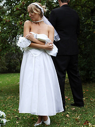 Cumshotti presents: Blonde bride Hayley Marie Coppin gets naked on a lawn while taking her vows