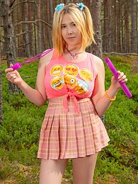 Cumshotti presents: Naughty teen girl strips down outdoors exposing her juicy naked body, big tits and hot pussy