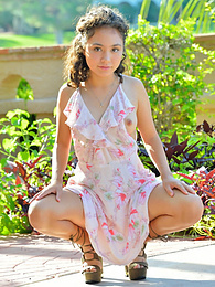 Cumshotti presents: Stunning brunette young Isabel shows tiny tits and spreads her legs outdoor